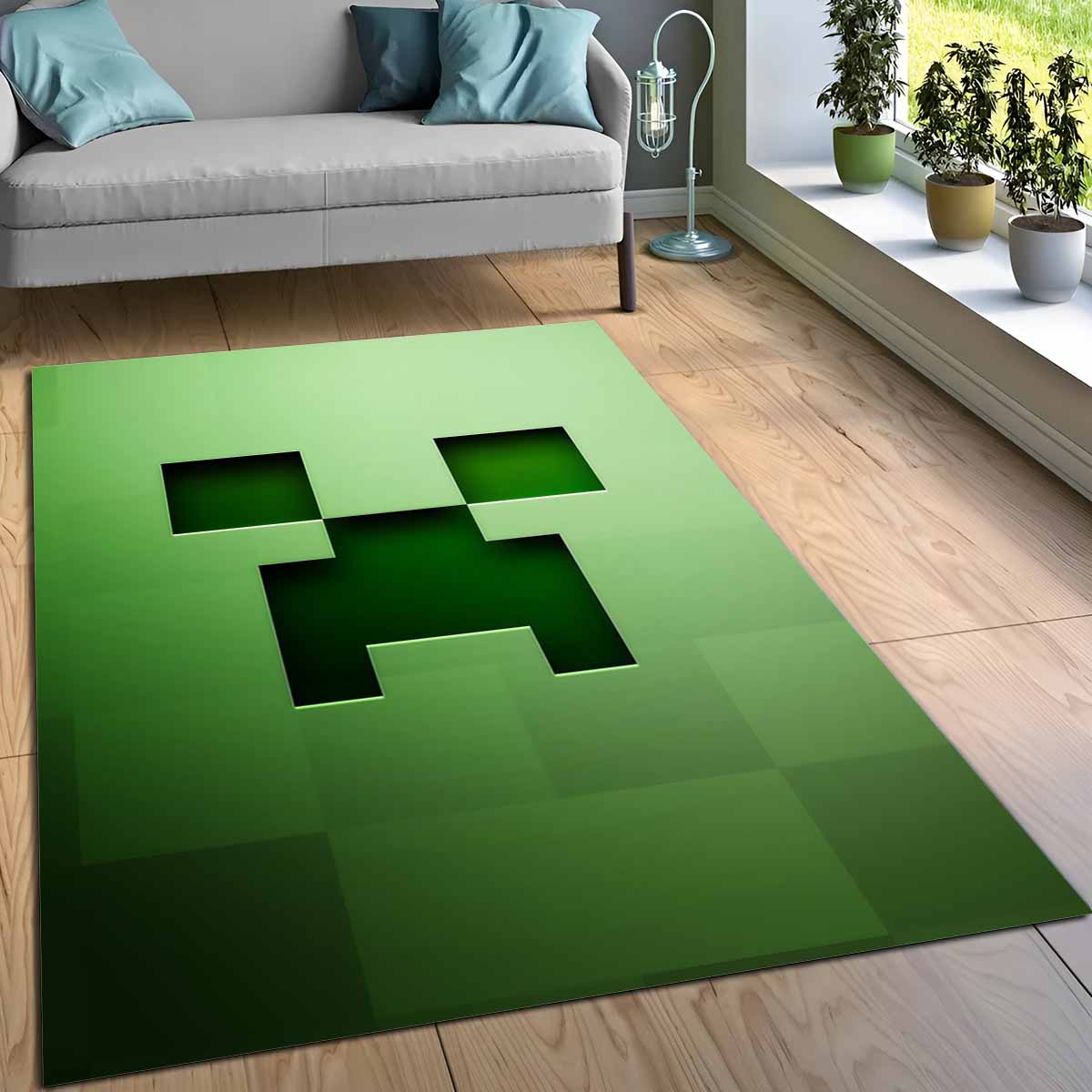 Minecraft Creeper Grnes Gesicht Teppich – Bild 3