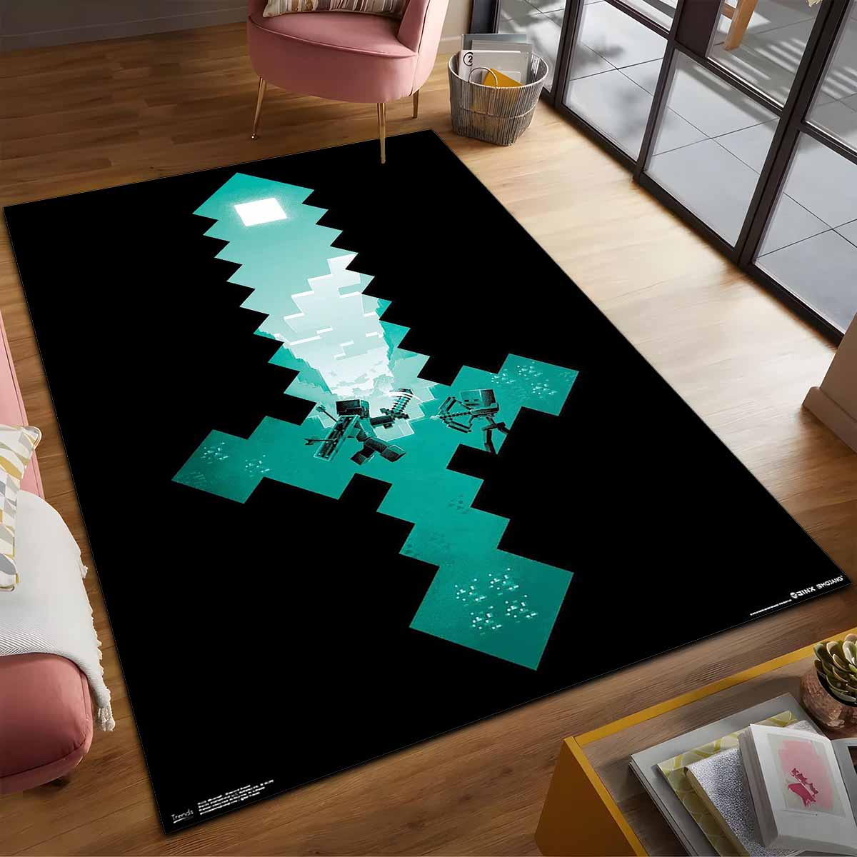 Minecraft Steve Schwert Diamantschwert 2 Teppich – Bild 2