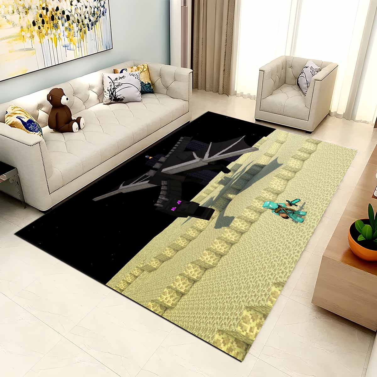 Minecraft Steve Und Enderdrachen Im Ende Teppich – Bild 2