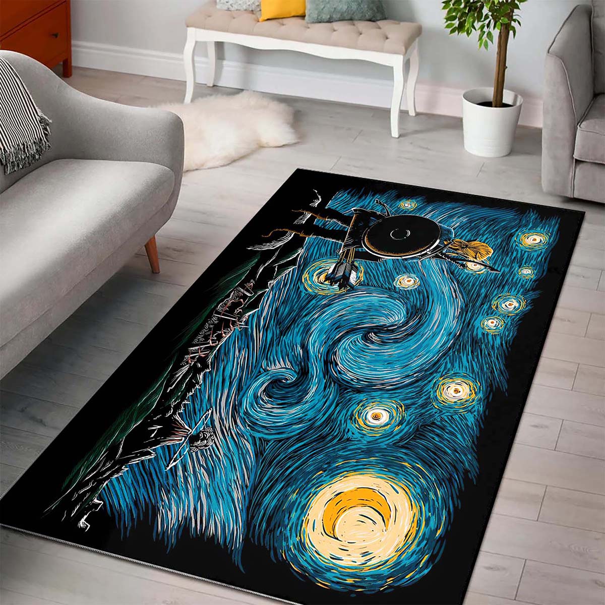 Van Gogh Starry Night Zelda Link Breath Of The Wild Teppich – Bild 3